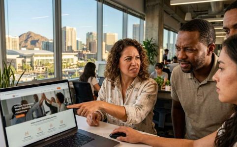 Phoenix entrepreneur reviewing online team-building offers