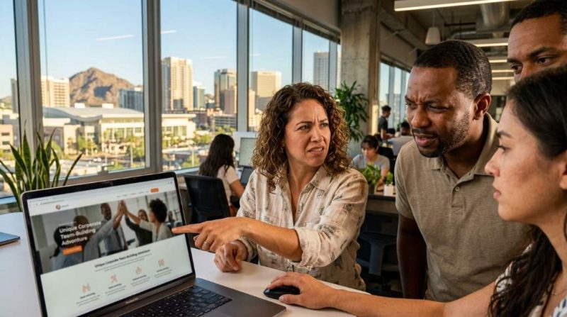 Phoenix entrepreneur reviewing online team-building offers